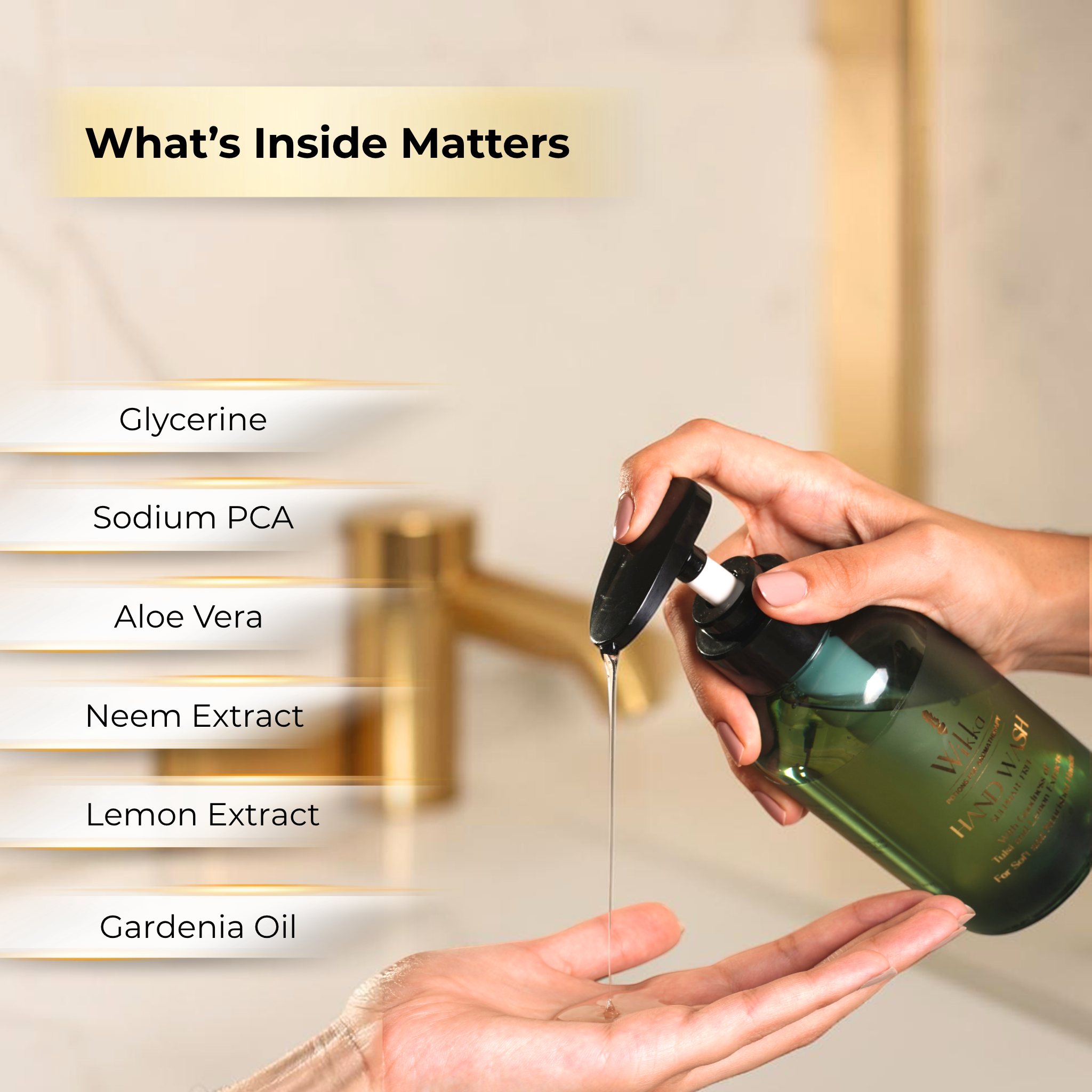 Wikka Natural Hand Wash Pump Bottle with Tulsi and Lemon Extracts